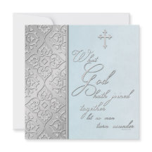 Plata e invitación que se casa enrollada azul