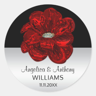 Plata elegante, negro, sellos de la boda del rosa