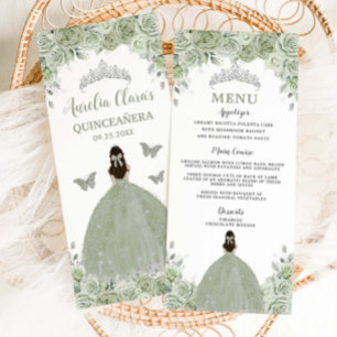 Plata floral verde sabrosa Quinceañera 16 Menú del