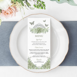 Plata floral verde sabrosa Quinceanera Menú de cum
