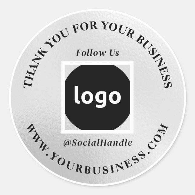 Plata | Gracias | Pegatinas de LOGO de negocios (Anverso)