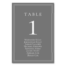 Plata Gris Número de mesa moderno con gráfico de a