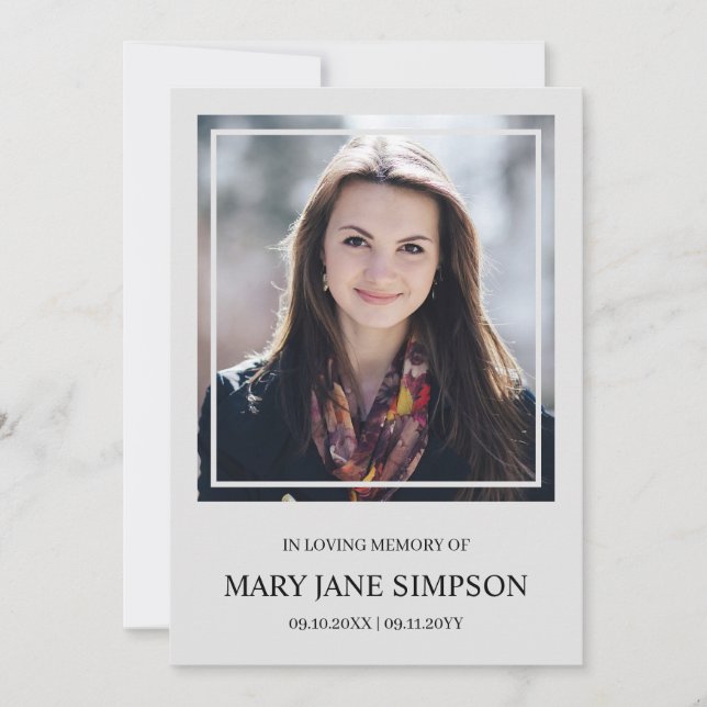 Plata Llena En memoria Funeral Foto (Anverso)