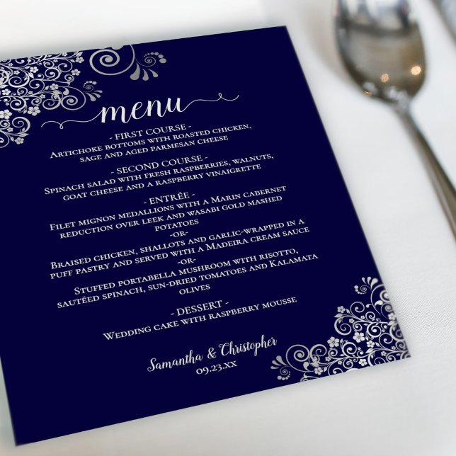 Plata ordenada en el menú Boda de presupuesto azul (Subido por el creador)