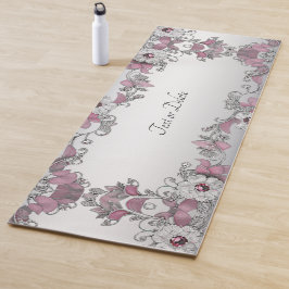 Plata Rosa Flora Blanca Yoga Mat
