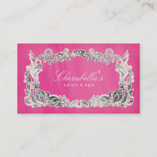 Plata rosada floral de la tarjeta de visita del
