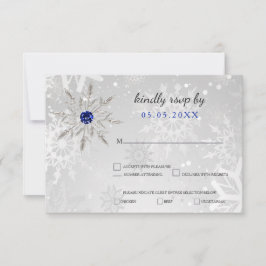plata Royal Blue copos de nieve rsvp boda de invie