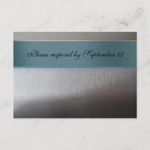 Plata y Aqua Blue rsvp con sobre