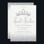 Plata y Diamantes Dulces Dieciséis Invitaciones<br><div class="desc">Plata y Diamantes Dulce Dieciséis Invitaciones Esta invitación a la glam está diseñada con chispas, purpurina plateado y Tiara brillante de plata para un dulce dulce Dieciséis cumpleaños. Hecho para los adolescentes, esta invitación de plata brillante Sweet Dieciséis será una fantástica introducción a su día especial. En la tienda Metro-Events...</div>