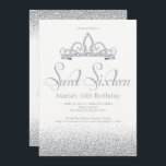 Plata y Diamantes Dulces Dieciséis Invitaciones<br><div class="desc">Plata y Diamantes Dulce Dieciséis Invitaciones Esta invitación a la glam está diseñada con chispas, purpurina plateado y Tiara brillante de plata para un dulce dulce Dieciséis cumpleaños. Hecho para los adolescentes, esta invitación de plata brillante Sweet Dieciséis será una fantástica introducción a su día especial. En la tienda Metro-Events...</div>