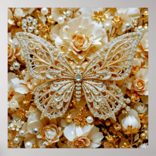 Plata y oro de arte decorativo - Mariposas #1