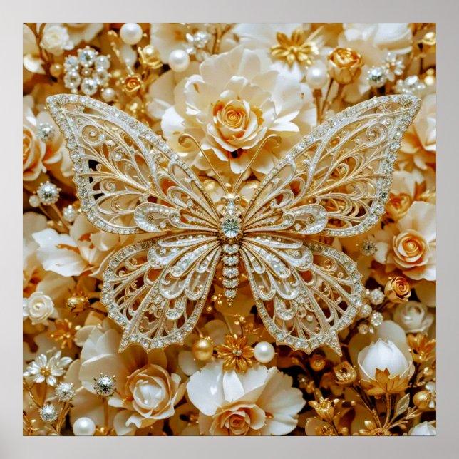 Plata y oro de arte decorativo - Mariposas #1 (Frente)
