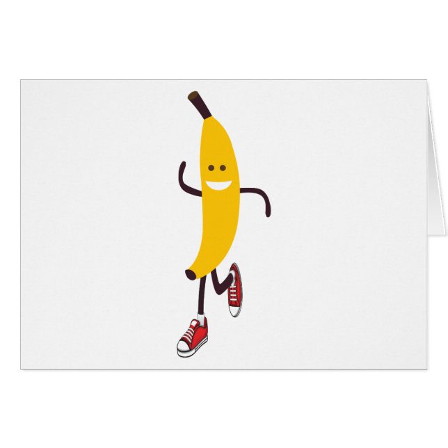 Plátano divertido de dibujos animados corriendo (Anverso (Horizontal))