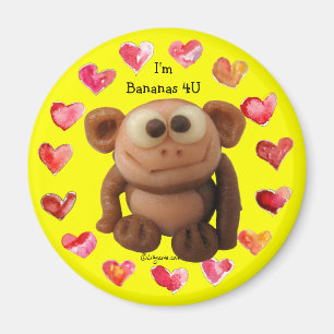 Plátanos 4 imanes personalizados mono del amor de