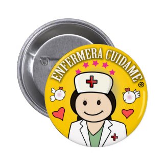 Chapa Enfermera Cuidame Morena Amarilla Chapa Redonda 5 Cm