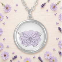 Collar de Mariposa de Arte de Línea en Acuarela Mi