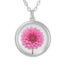 Collar de plata con dalia rosa