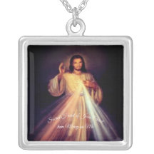 Corazón sagrado de Jesús Plata Collar el collar