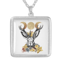 Jackalope Triple collar de diosa de la luna