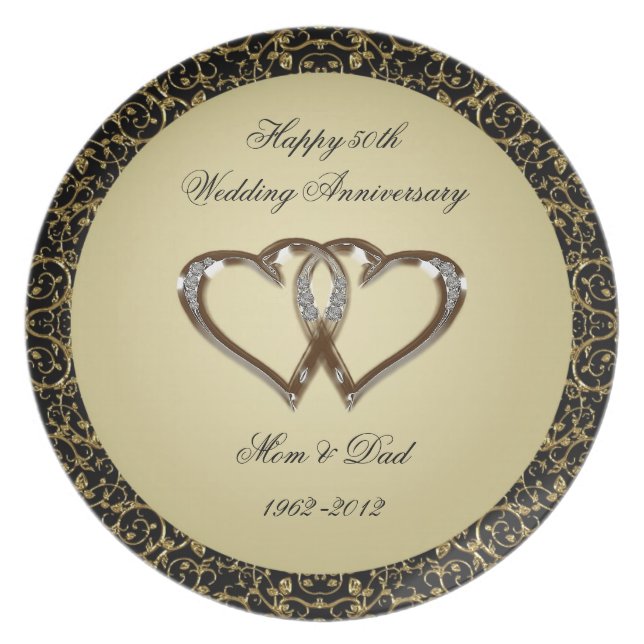 Plato 50.o Placa de la melamina del aniversario de boda (Frente)