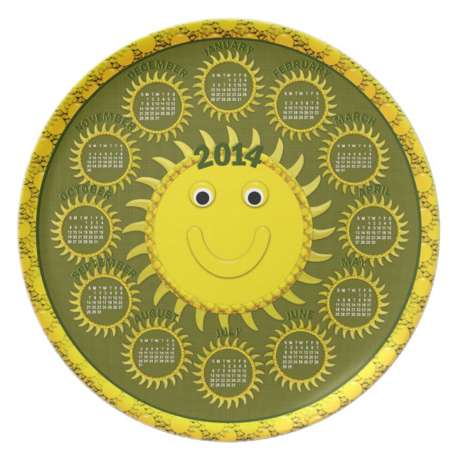 Plato Calendario 2014 Plate-Sunshine Face (Frente)