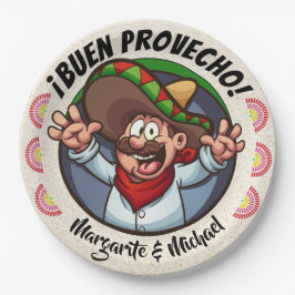 Plato de Artículos de Fiesta Buen Provecho con Tem