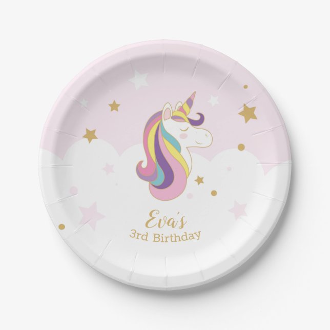 Plato de cumpleaños unicornio (Anverso)