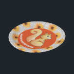 Plato de fiesta de ardilla de bosque rústico<br><div class="desc">Ardilla acuática con fondo rústico de madera texturada. Platos divertidos para tu fiesta de cumpleaños.</div>