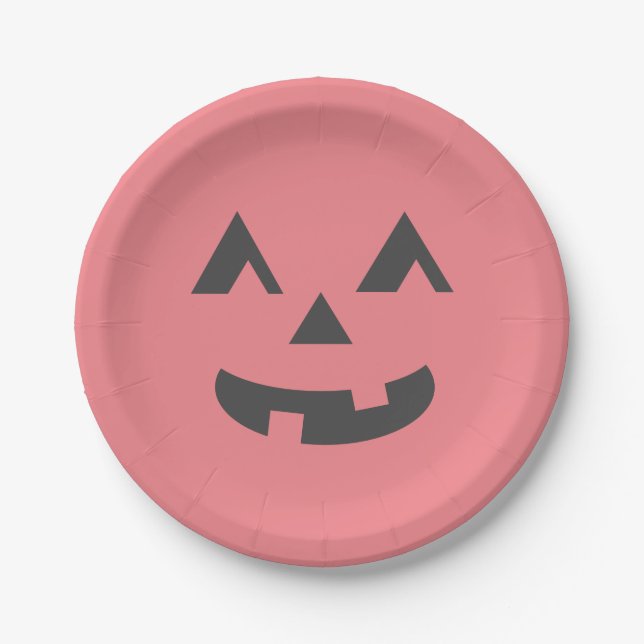 Plato de fiesta de halloween rosa rosado (Anverso)