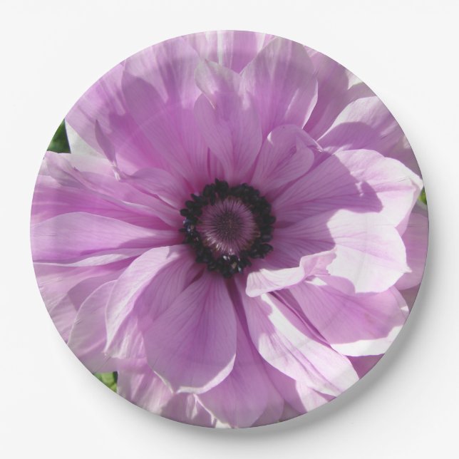 Plato de fiesta de papel con estampado de flores f (Anverso)
