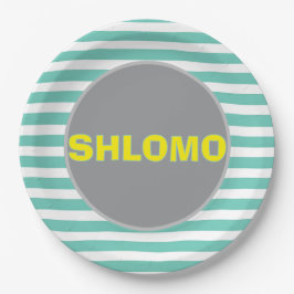 Plato de fondo verde y amarillo tachado