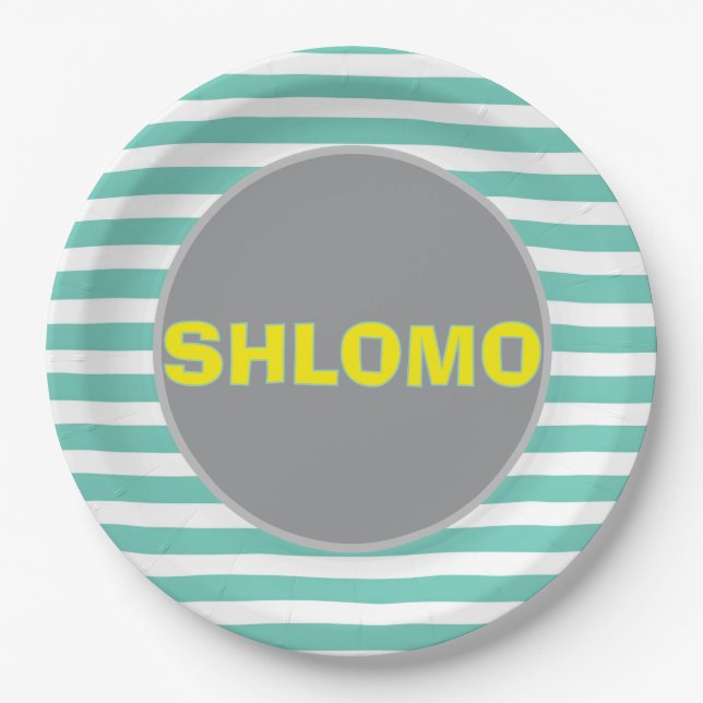 Plato de fondo verde y amarillo tachado (Anverso)