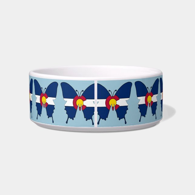 Plato de mascota mediano con bandera de Colorado (Espalda)