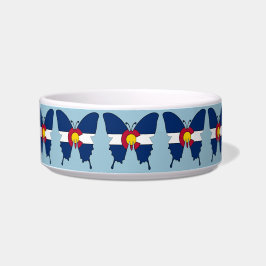 Plato de mascota mediano con bandera de Colorado