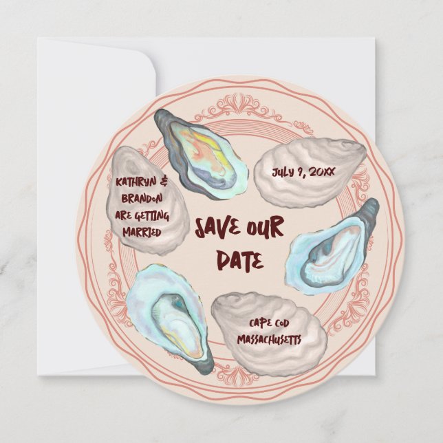 Plato de Ostras Asadas Anuncio de Boda Guardar la  (Anverso)