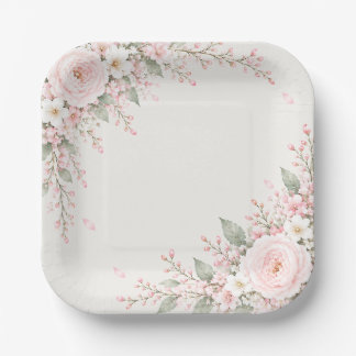 PLATO DE PAPEL 紙皿　四角　上品　花　エレガント