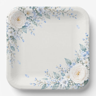 PLATO DE PAPEL 紙皿　四角　上品　花　エレガント