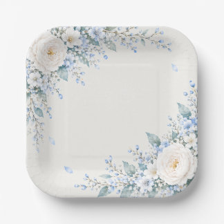 PLATO DE PAPEL 紙皿　四角　上品　花　エレガント