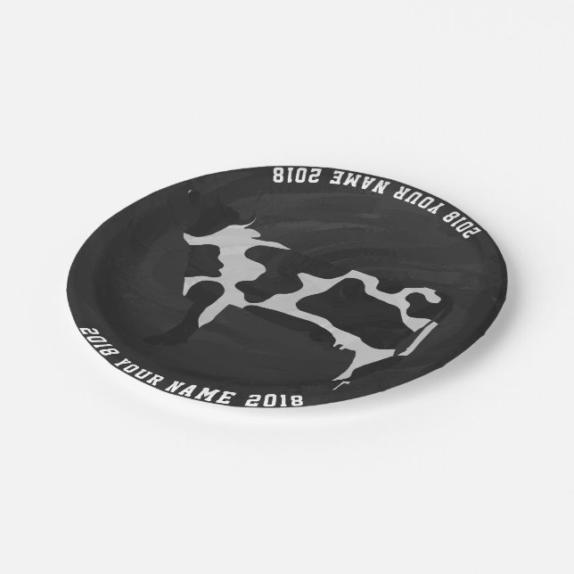 Plato De Papel 08 de 12 Placa Fiesta Personalizado Vaca (Angular)