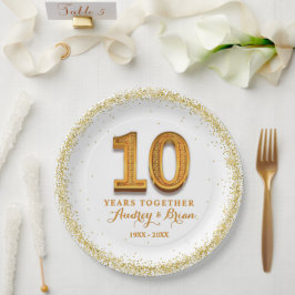 Plato De Papel 10º Aniversario Personalizado