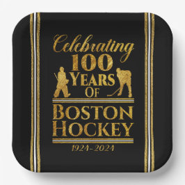 Plato De Papel 100 Años De Hockey De Boston