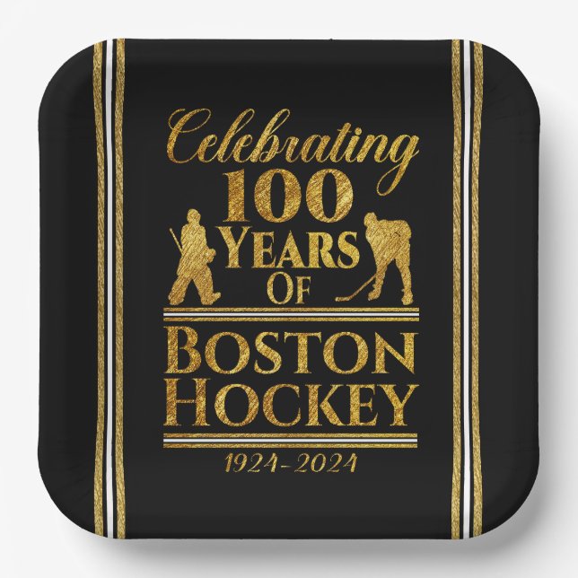 Plato De Papel 100 Años De Hockey De Boston (Anverso)