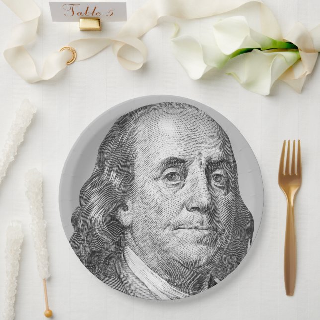 Plato De Papel 100 dólares, Benjamin Franklin (Boda)