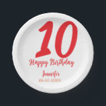 Plato De Papel 10.ª fecha de adición de cumpleaños año plantilla<br><div class="desc">diseño editable</div>
