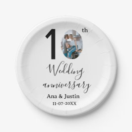 Plato De Papel 10.º boda de aniversario foto letra en negrita