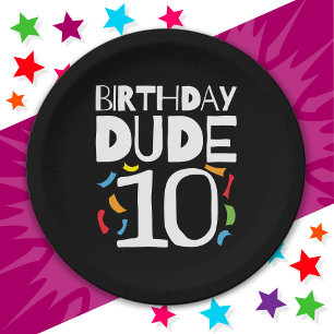 Plato De Papel 10.º cumpleaños 10 años de edad Amigo del cumpleañ