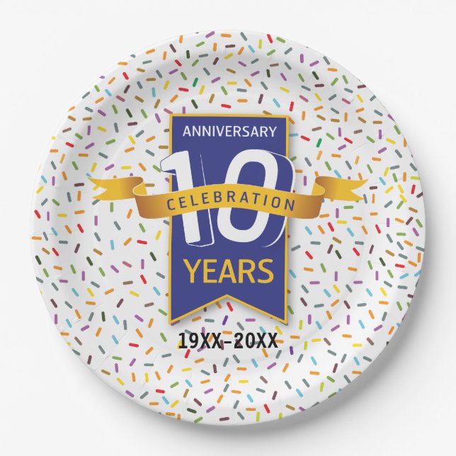 Plato De Papel 10.º diseño ANIVERSARIO (Anverso)