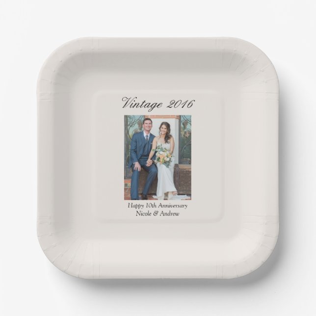 Plato De Papel 10th Anniversary Party Supplies Wedding Photo (Anverso)