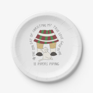 Plato De Papel 12 días de Navidad 11 Navidades de tuberías