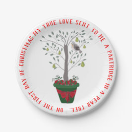 Plato De Papel 12 días de Navidades en un árbol de peras